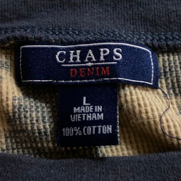 CHAPS Denim Ralph Lauren Southwestern 100% Cotton Thermal Waffle Weave Top M - Picture 10 of 10